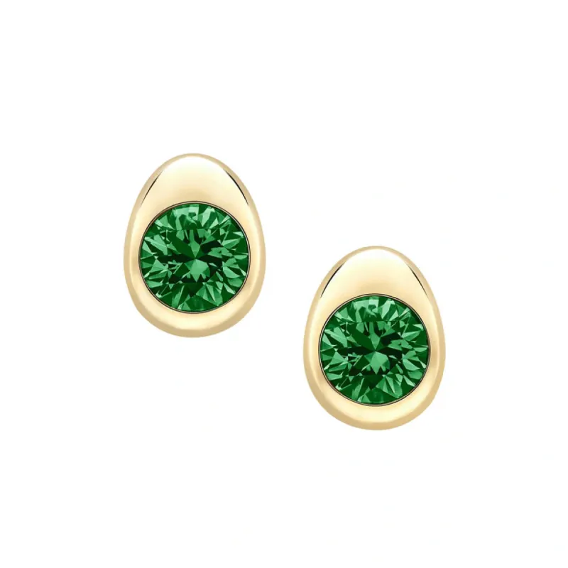 Faberge Colours Of Love Cosmic Curve 18ct Yellow Gold Emerald Stud Earrings sold by Jura Watches