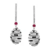 Faberge x Beetlejuice Beetlejuice 18ct White Gold Ruby & Black Enamel Spiral Earrings sold by Jura Watches