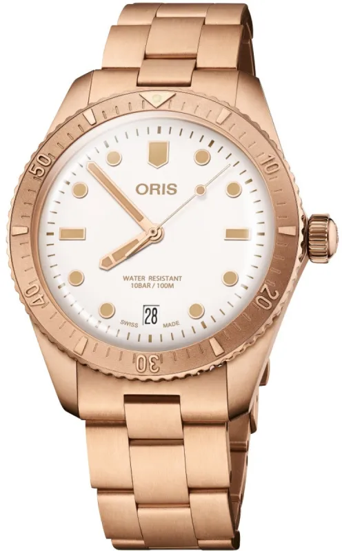 Oris Divers Sixty Five Bronze Cotton Candy White made by Oris