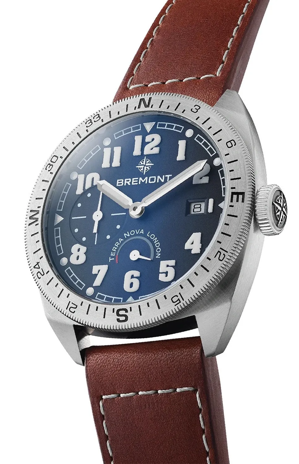 Bremont Terra Nova 40.5 Turning Bezel Power Reserve Blue Leather Watch sold by Jura Watches product image thumbnail 3