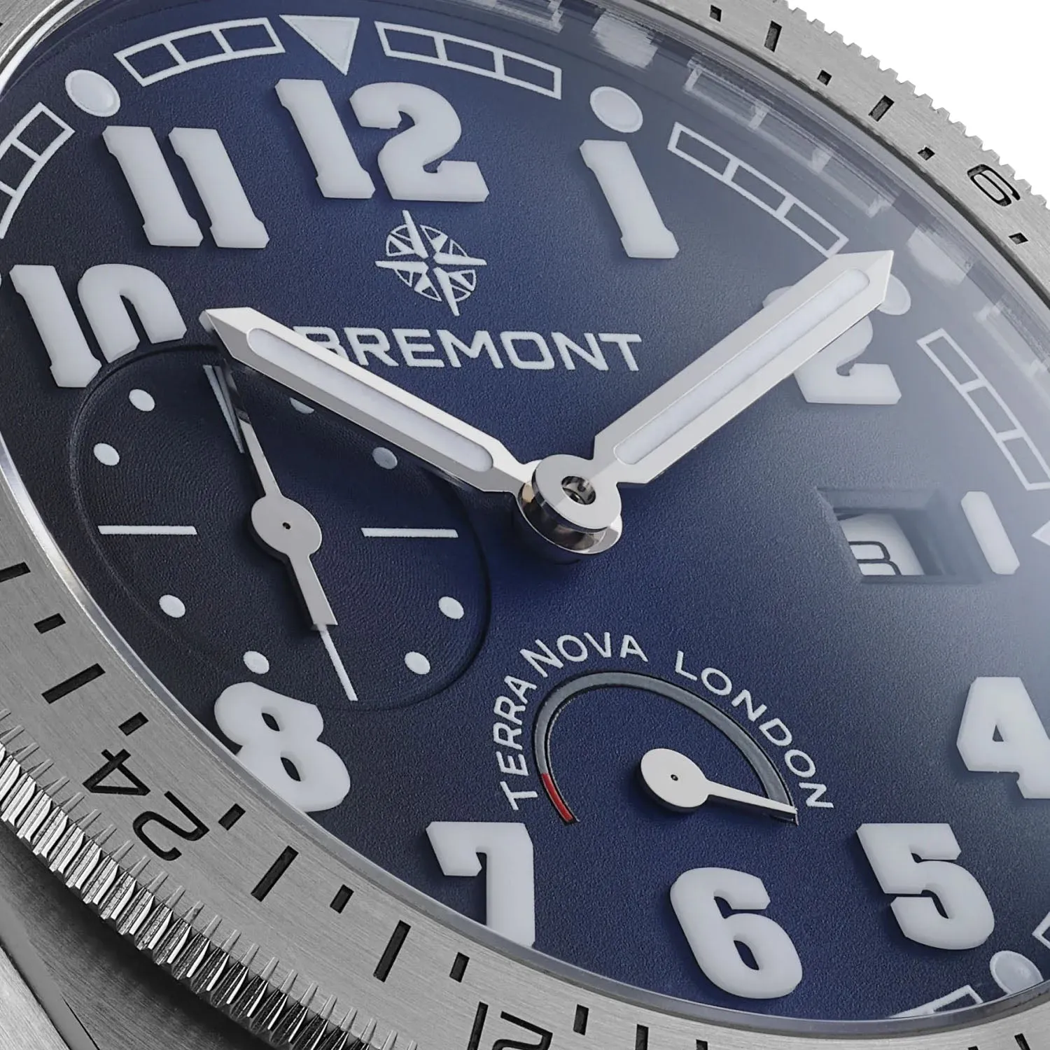 Bremont Terra Nova 40.5 Turning Bezel Power Reserve Blue Leather Watch sold by Jura Watches product image thumbnail 4