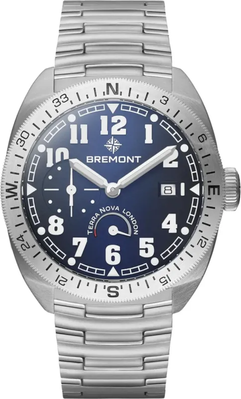 Bremont Terra Nova 40.5 Turning Bezel Power Reserve Blue Bracelet Watch sold by Jura Watches