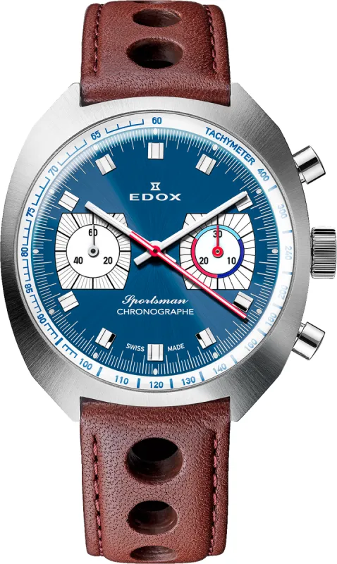 Edox Sportsman Chronographe Automatic Blue Limited Edition Watch made by Edox