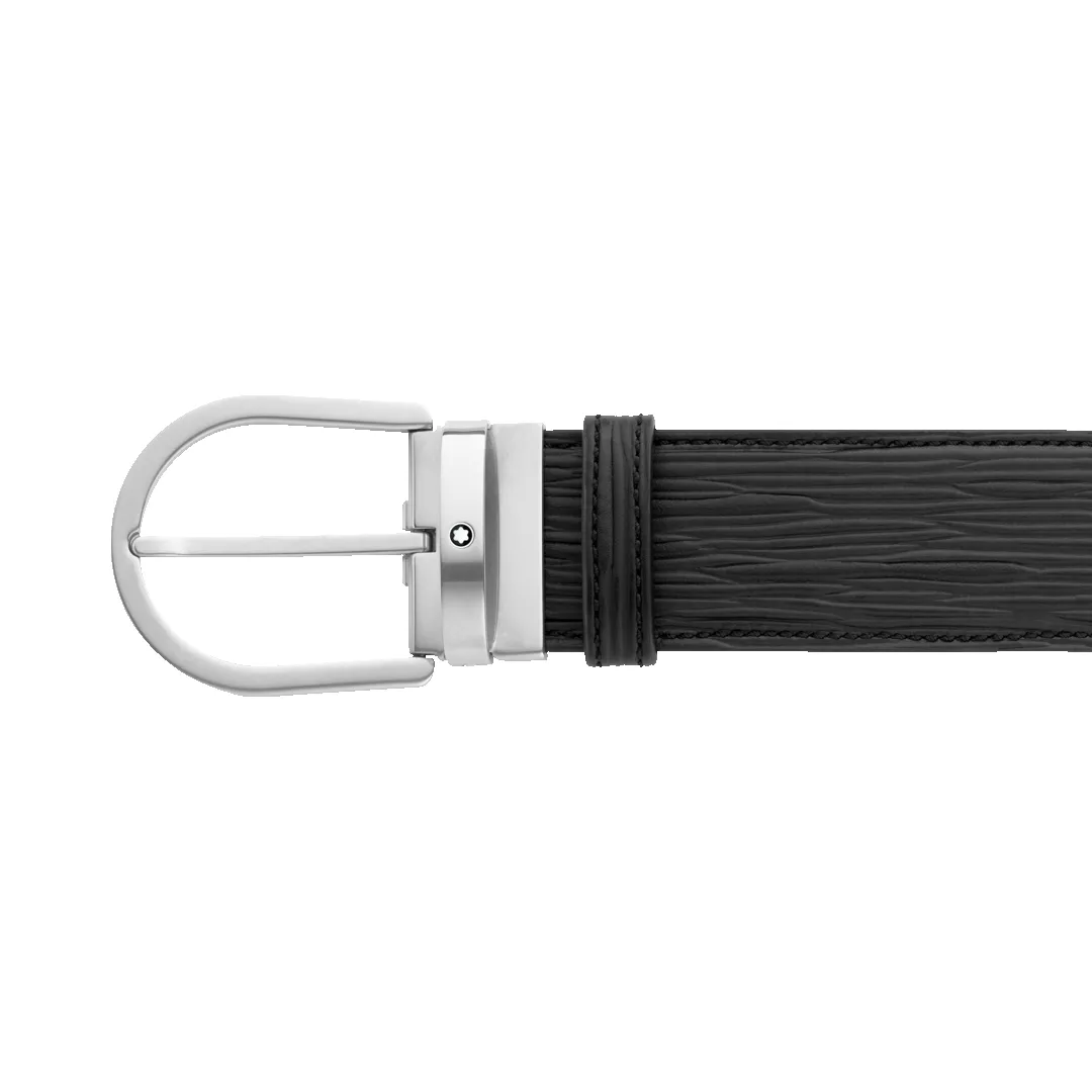 Montblanc Horseshoe Buckle Printed Black 40 mm Leather Belt sold by Jura Watches product image thumbnail 2