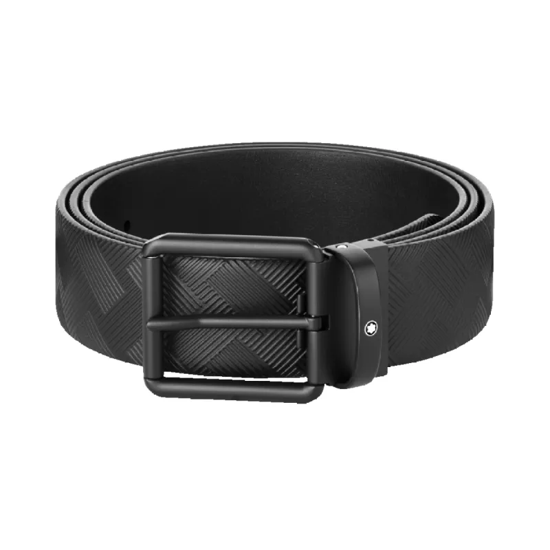 Montblanc Printed Black/Plain Black 35 mm Reversible Leather Belt sold by Jura Watches
