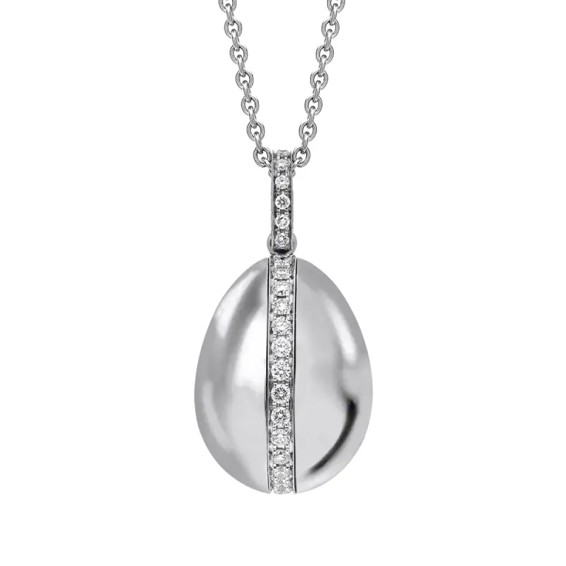Faberge Heritage 18ct White Gold 0.18ct Diamond Egg Pendant Exclusive Edition sold by Jura Watches