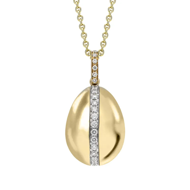 Faberge Heritage 18ct Yellow Gold 0.18ct Diamond Egg Pendant Exclusive Edition sold by Jura Watches