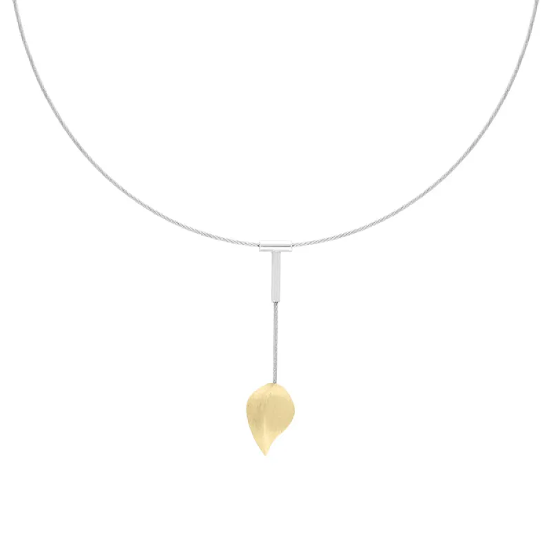 Sterling Silver Gold Plated Leaf Dropper Necklace D sold by Jura Watches