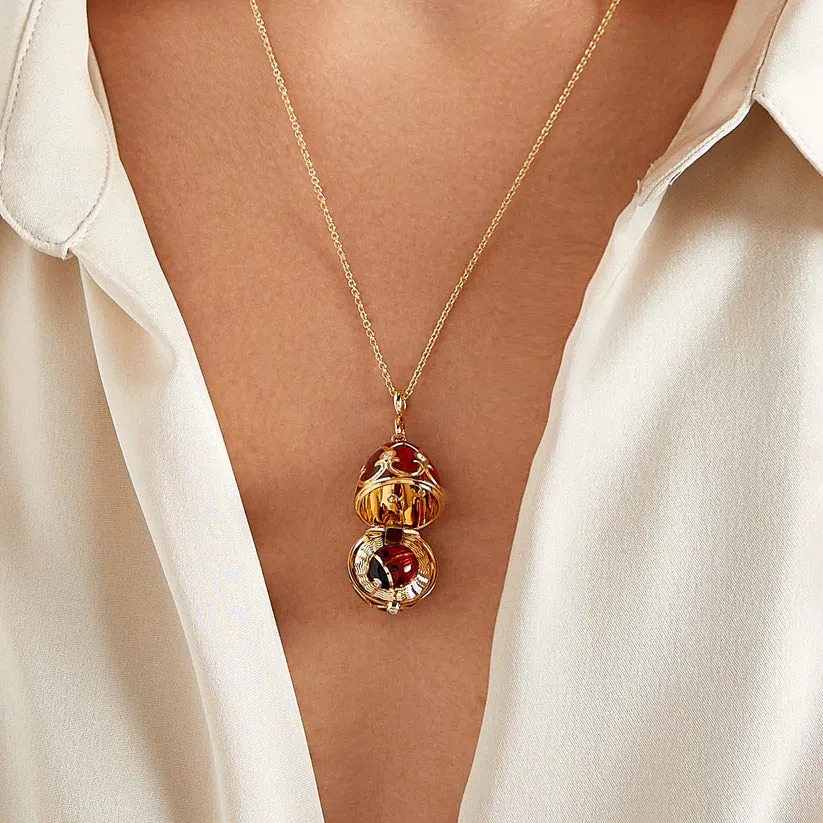 Faberge Heritage Yellow Gold Diamond Red Guilloche Enamel Ladybird Surprise Locket sold by Jura Watches product image thumbnail 4