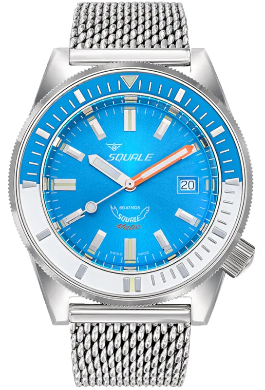 Squale Matic Light Blue Mesh sold by Jura Watches