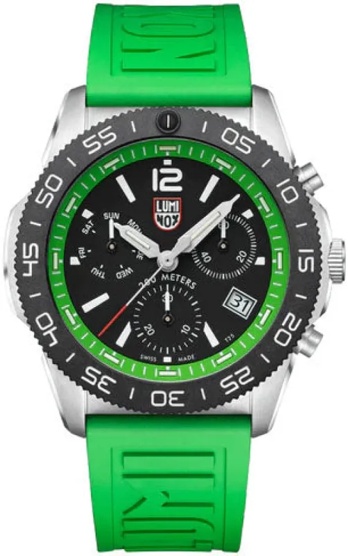 Luminox Sea Pacific Diver Chronograph 3140 Black Green Watch made by Jura Watches
