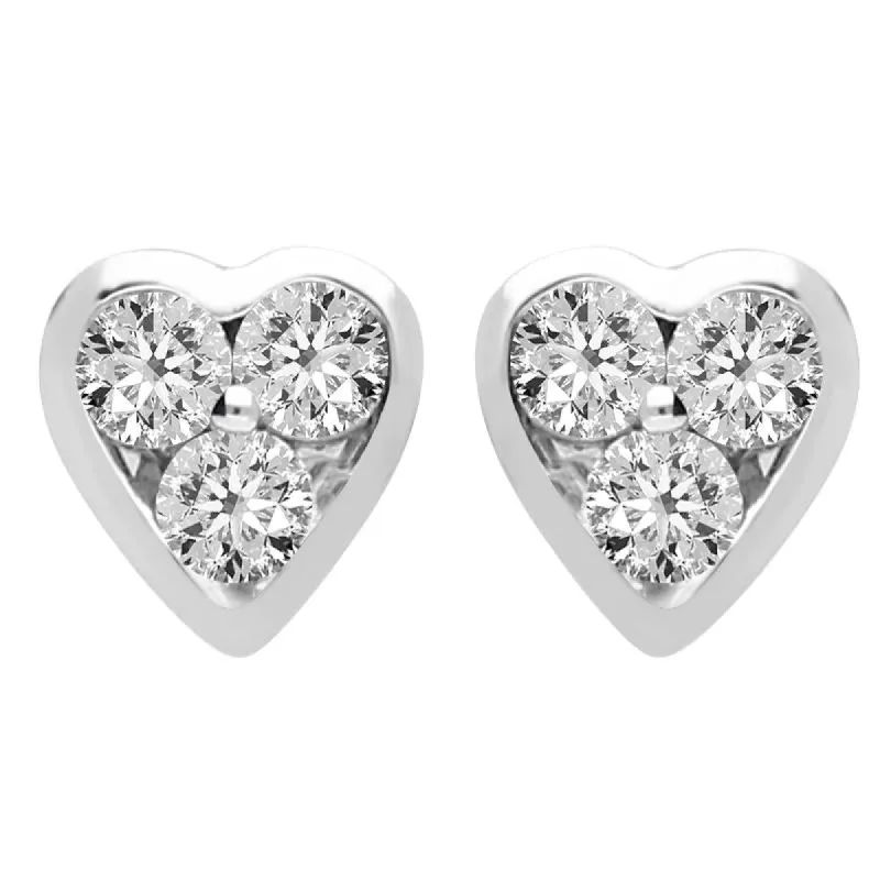 18ct White Gold Heart 0.26ct Diamond Stud Earrings sold by Jura Watches