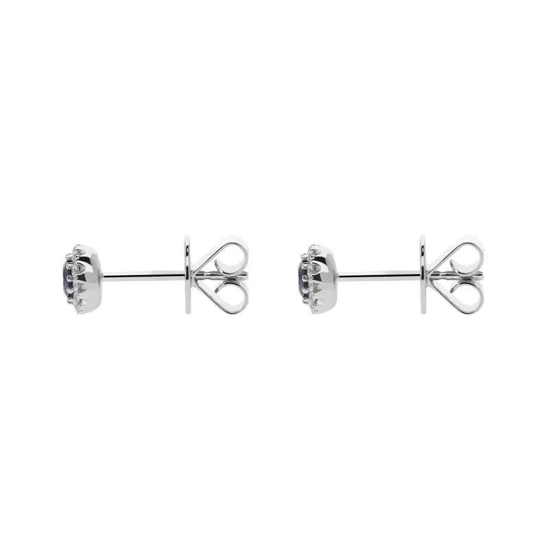 18ct White Gold 0.23ct Sapphire Diamond Halo Earrings sold by Jura Watches product image thumbnail 2