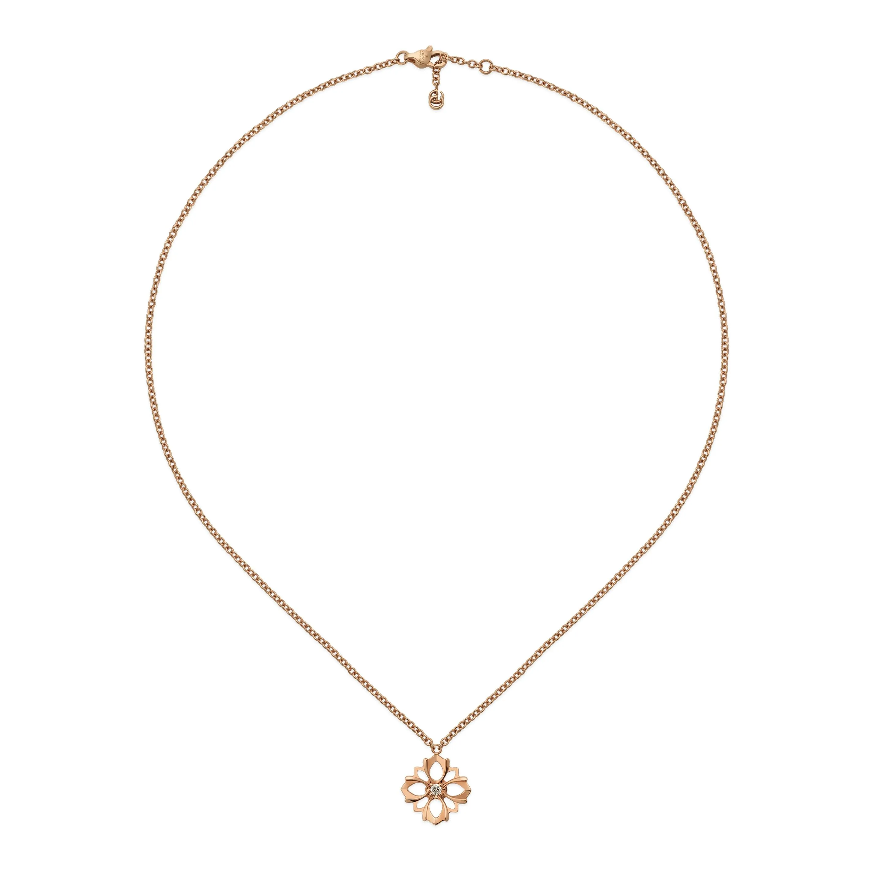 Gucci Flora 18ct Rose Gold Diamond Chain Necklace sold by Jura Watches