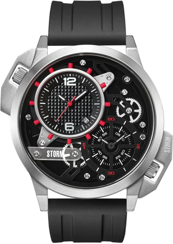 Storm Dualaton Rubber Silver Red Watch made by Storm