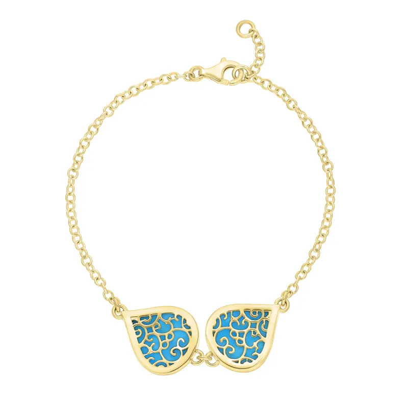 18ct Yellow Gold Turquoise Flore Filigree Bracelet sold by Jura Watches