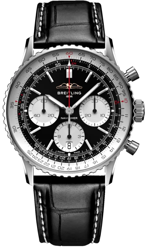 Breitling Pre-Owned Navitimer B01 41 Black Croc Folding Clasp Watch sold by Jura Watches