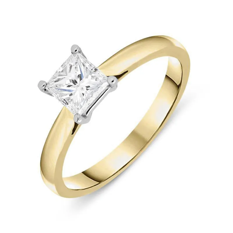 18ct Yellow Gold 0.71ct Diamond Princess Cut Solitaire Ring sold by Jura Watches
