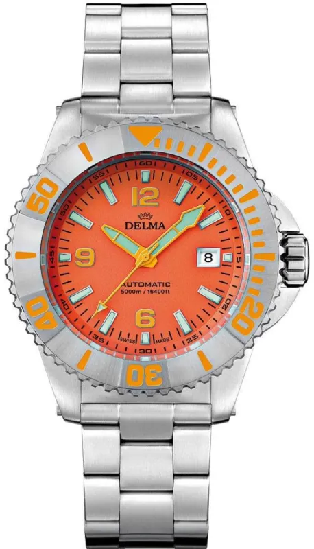 Delma Blue Shark IV Orange Limited Edition Watch made by Jura Watches
