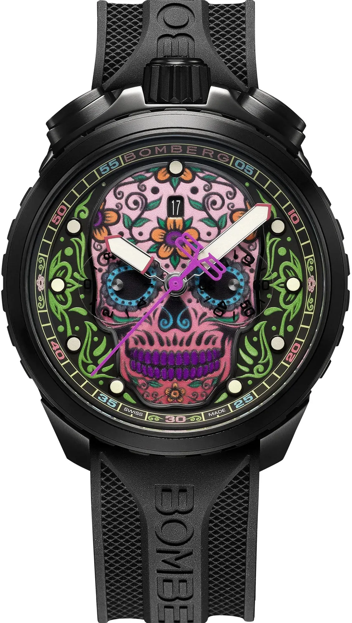 Bomberg Bolt-68 Heritage Sugar Skull Purple Limited Edition Watch sold by Jura Watches