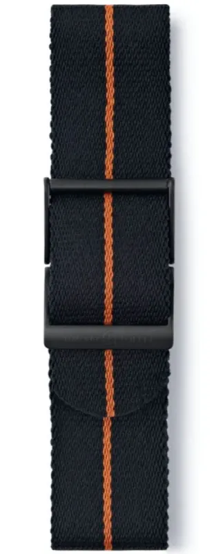 Elliot Brown Strap Webbing 22mm Black Orange Stripe made by Jura Watches