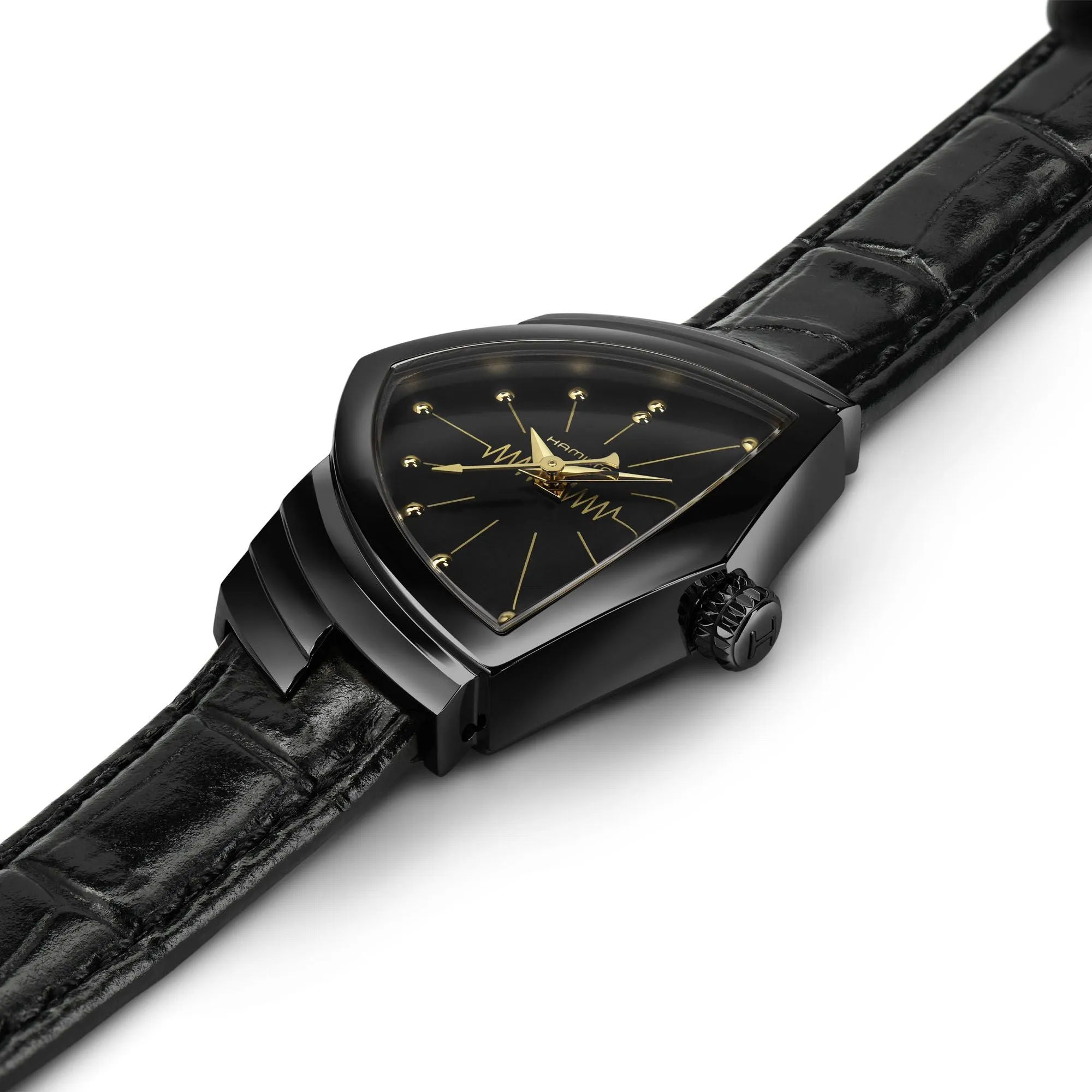 Hamilton Watch Ventura S Quartz Black & Gold sold by Jura Watches product image thumbnail 5