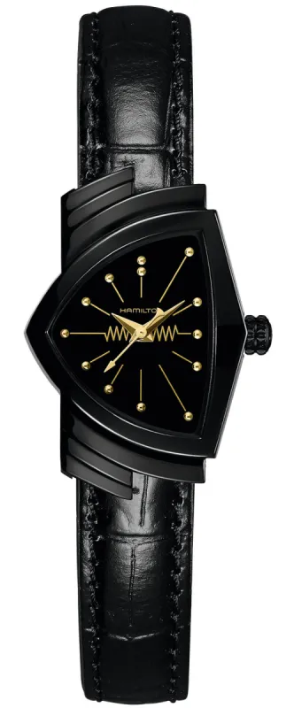 Hamilton Watch Ventura S Quartz Black & Gold made by Jura Watches