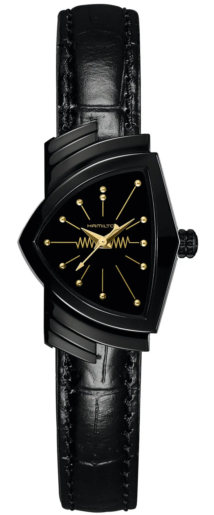 Hamilton Watch Ventura S Quartz Black & Gold sold by Jura Watches