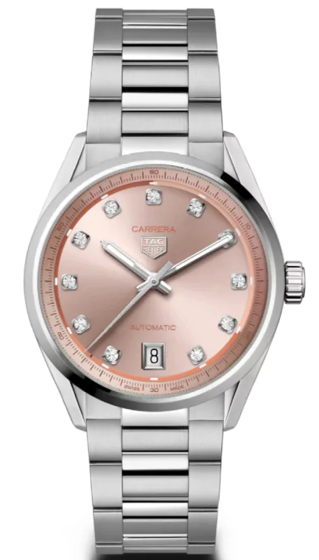 TAG Heuer Carrera Date Sunray Brushed Pink Watch sold by Jura Watches