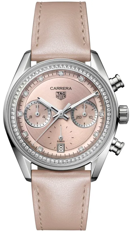 TAG Heuer Carrera Chronograph Circular Brushed Pink Watch sold by Jura Watches