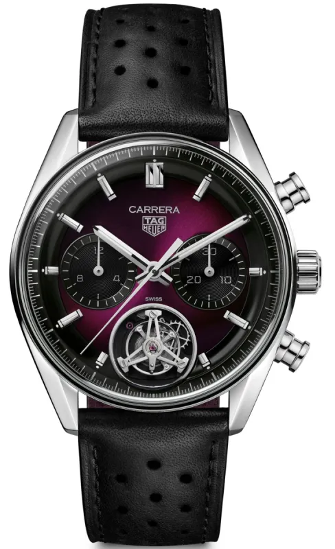 TAG Heuer Carrera Chronograph Tourbillon Sunray Brushed Purple Watch made by Tag Heuer