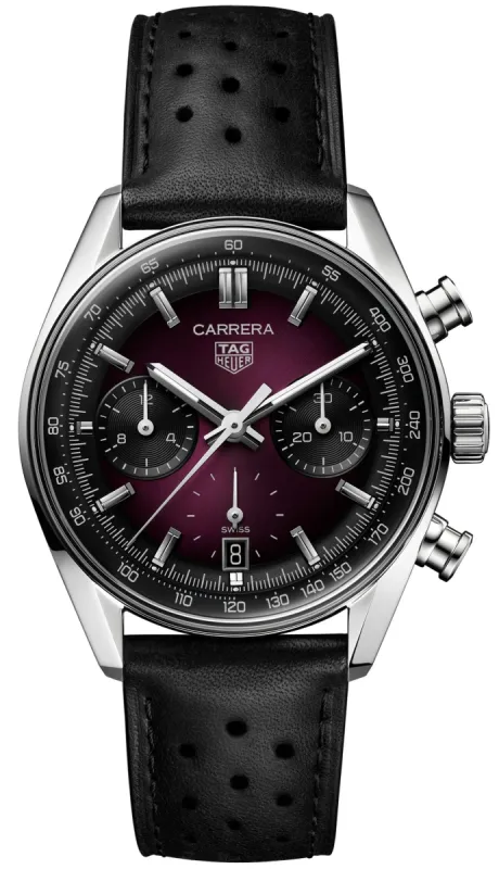 TAG Heuer Carrera Chronograph Sunray Brushed Purple Watch sold by Jura Watches
