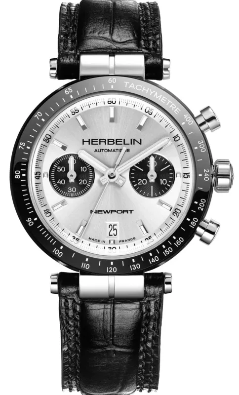 Herbelin Newport Heritage Chronograph Bi-Compax Panda Watch made by Jura Watches