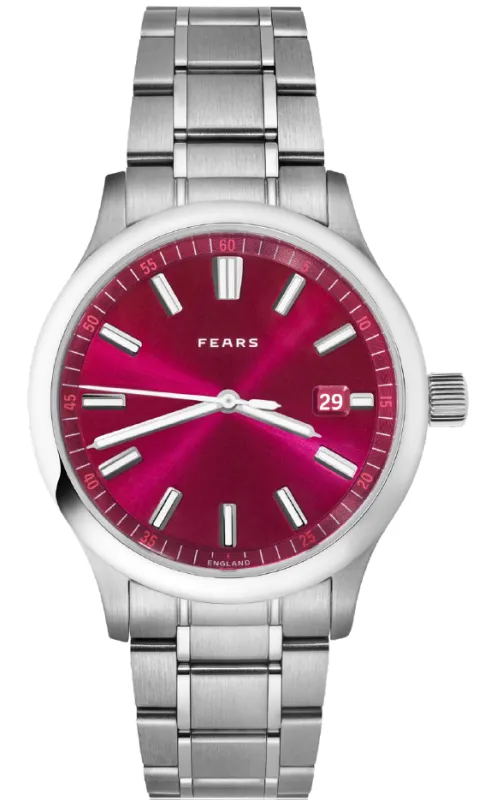 Fears Redcliff 39.5 Date Cherry Red Watch made by Jura Watches