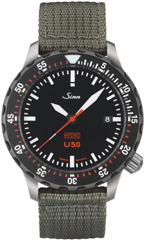 Sinn U50 Hydro SDR Textile Olive Grey Watch sold by Jura Watches