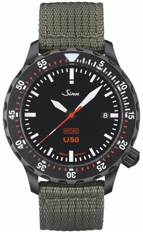 Sinn U50 Hydro S Textile Olive Grey Watch sold by Jura Watches