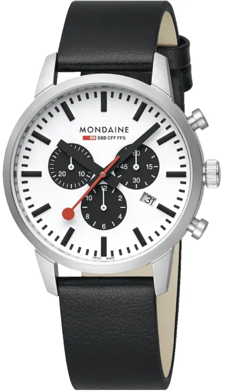 Mondaine Neo 41mm Black Vegan Grape Leather Watch made by Mondaine