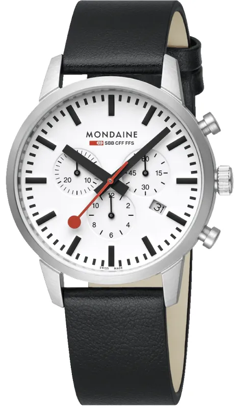 Mondaine Neo 41mm Black Vegan Grape Leather Watch made by Mondaine