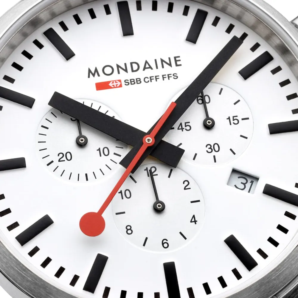 Mondaine Neo 41mm Black Vegan Grape Leather Watch sold by Jura Watches product image thumbnail 2