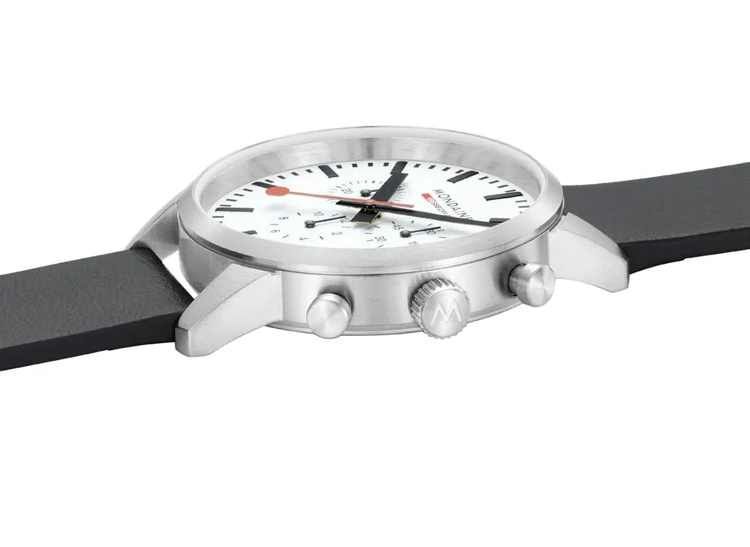 Mondaine Neo 41mm Black Vegan Grape Leather Watch sold by Jura Watches product image thumbnail 5