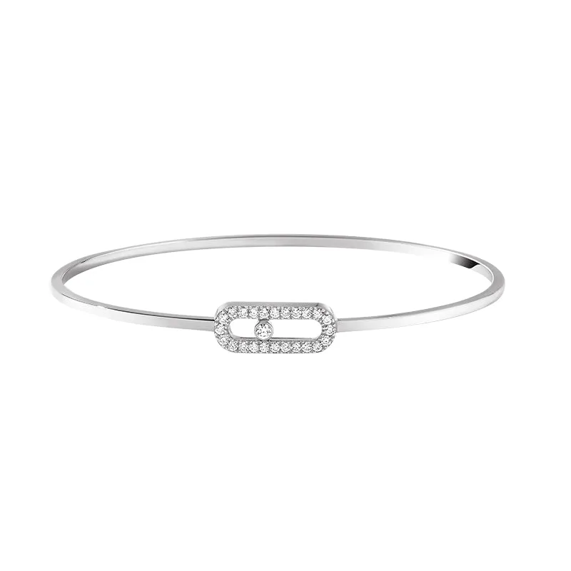 Messika Move Uno 18ct White Gold 0.18ct Diamond Pave Flex Bangle sold by Jura Watches
