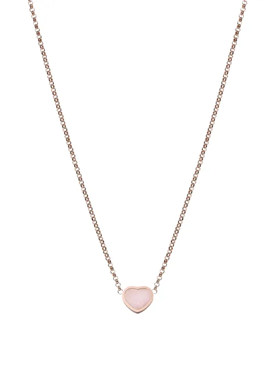 Chopard Happy Hearts 18ct Rose Gold Pink Opal Necklace sold by Jura Watches