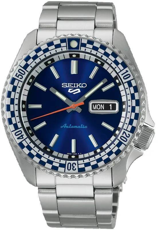 Seiko 5 Sports Petrol Blue Checkered Flag Special Edition Watch D made by Seiko
