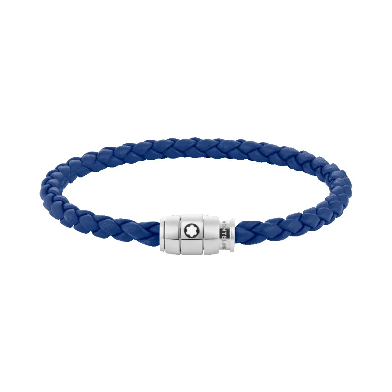 Montblanc Steel and Blue Leather 3 Rings Bracelet Size S sold by Jura Watches