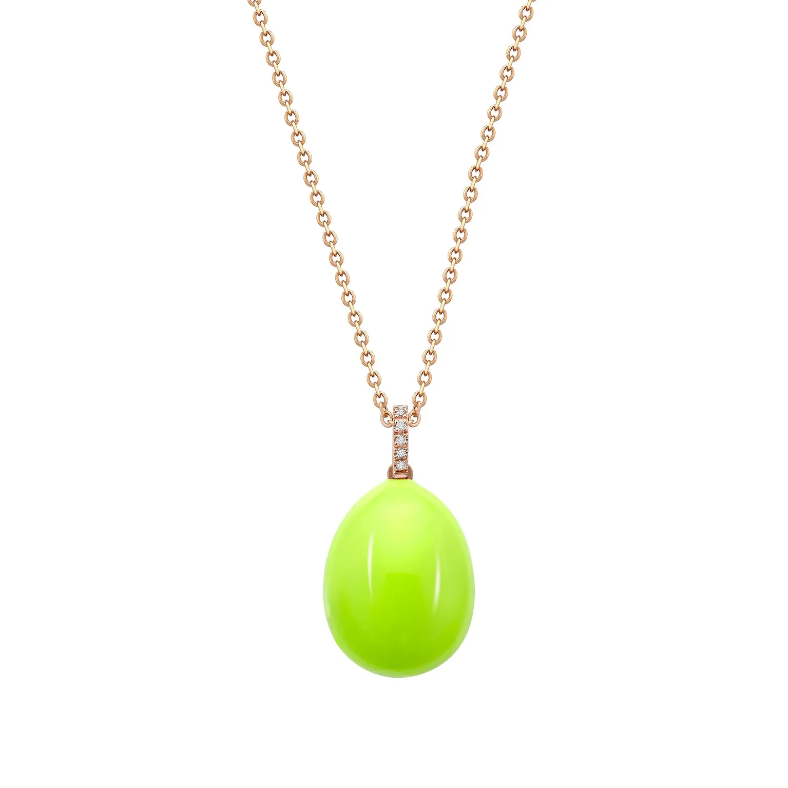 Faberge Essence 18ct Rose Gold Neon Yellow Egg Pendant with Diamond Bail sold by Jura Watches product image thumbnail 2