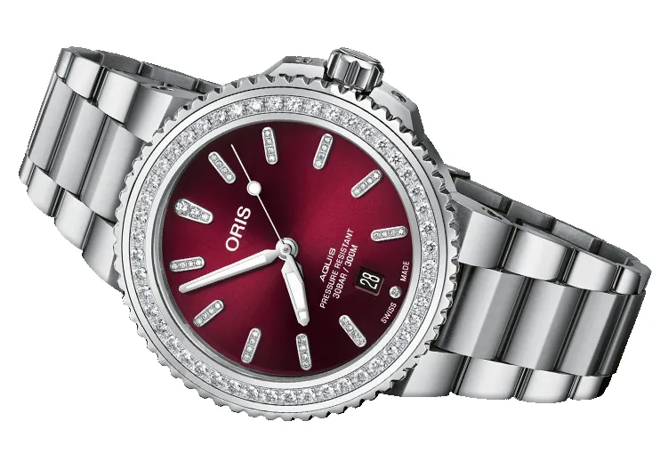 Oris Aquis Date Diamond Red Bracelet sold by Jura Watches product image thumbnail 2