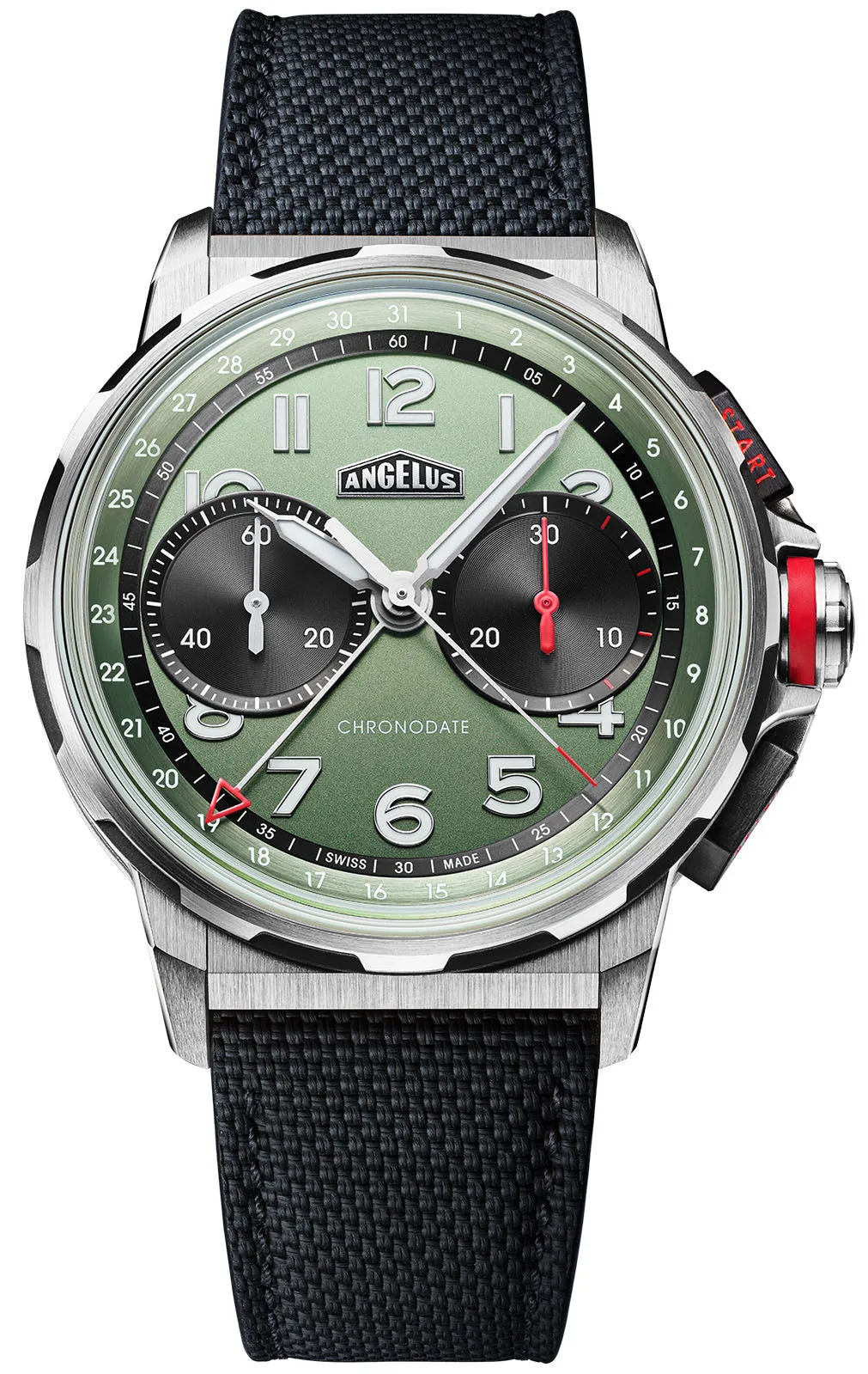 Angelus Chronodate Titanium Green Rubber Watch sold by Jura Watches