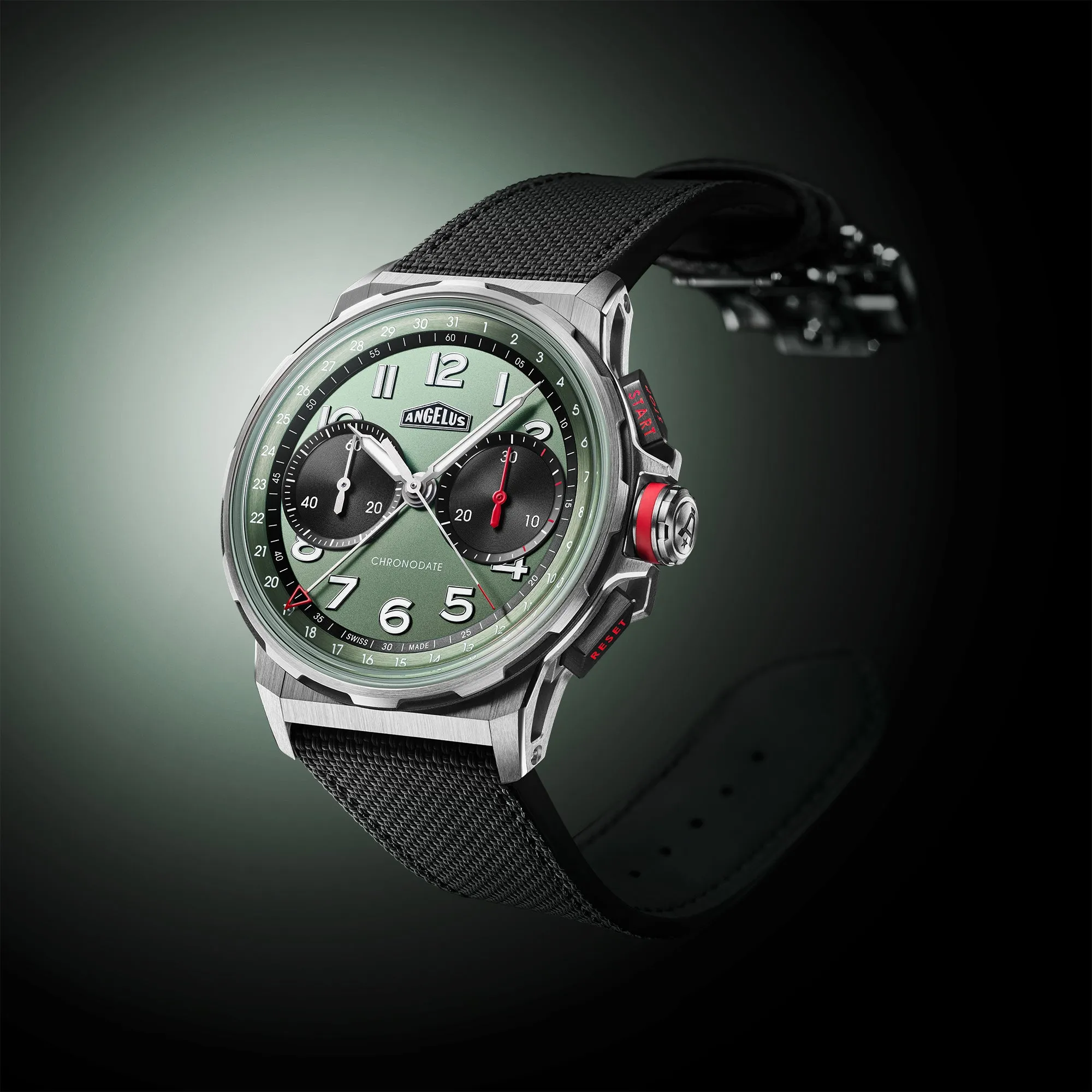 Angelus Chronodate Titanium Green Rubber Watch sold by Jura Watches product image thumbnail 2