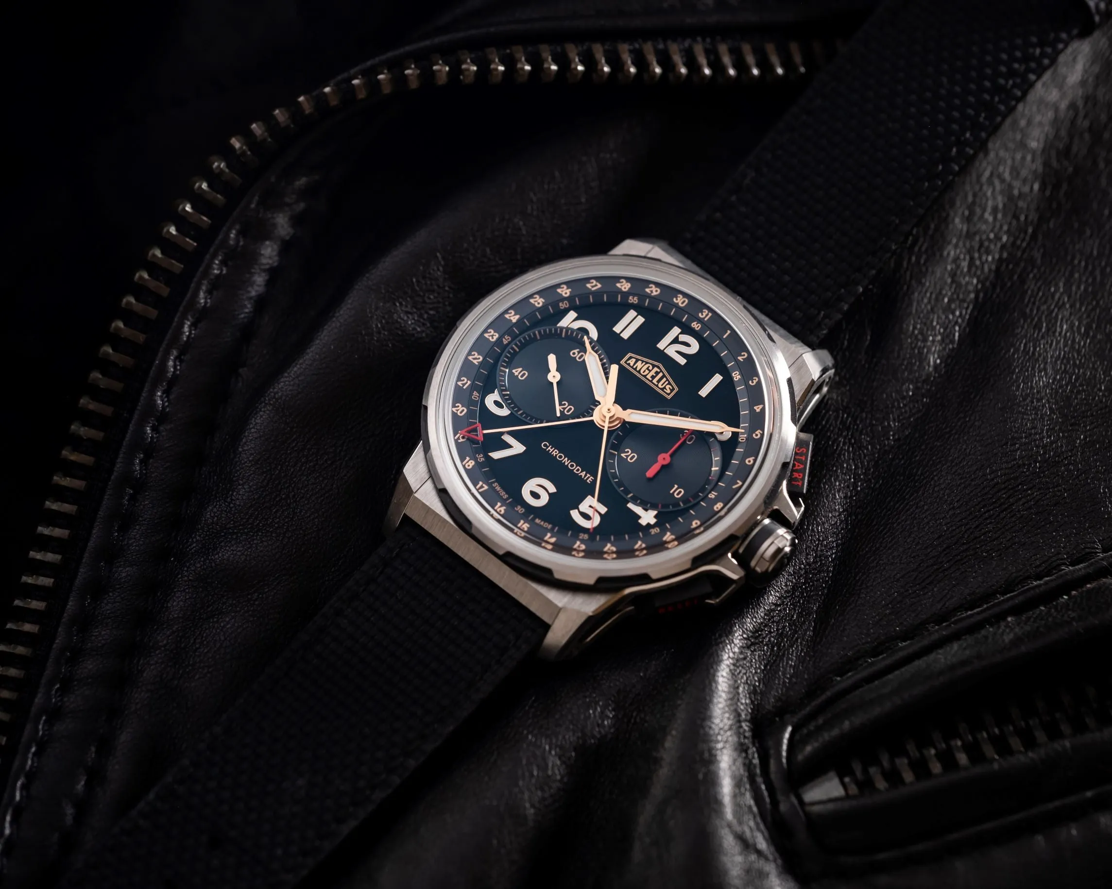 Angelus Chronodate Titanium Black Rubber Watch sold by Jura Watches product image thumbnail 4