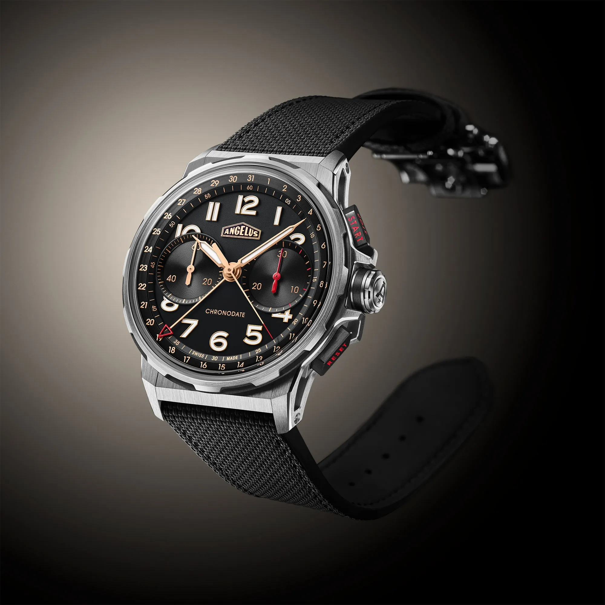 Angelus Chronodate Titanium Black Rubber Watch sold by Jura Watches product image thumbnail 2